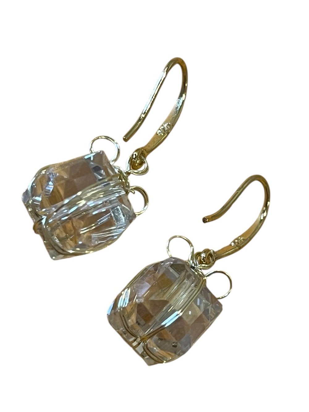 Artisan Sterling Silver Swarovski Crystal Cube Earrings